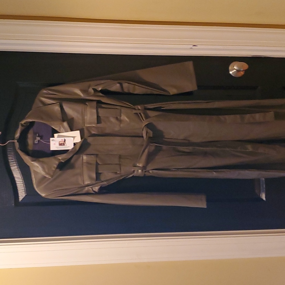 NWT vegan leather green jumpsuit